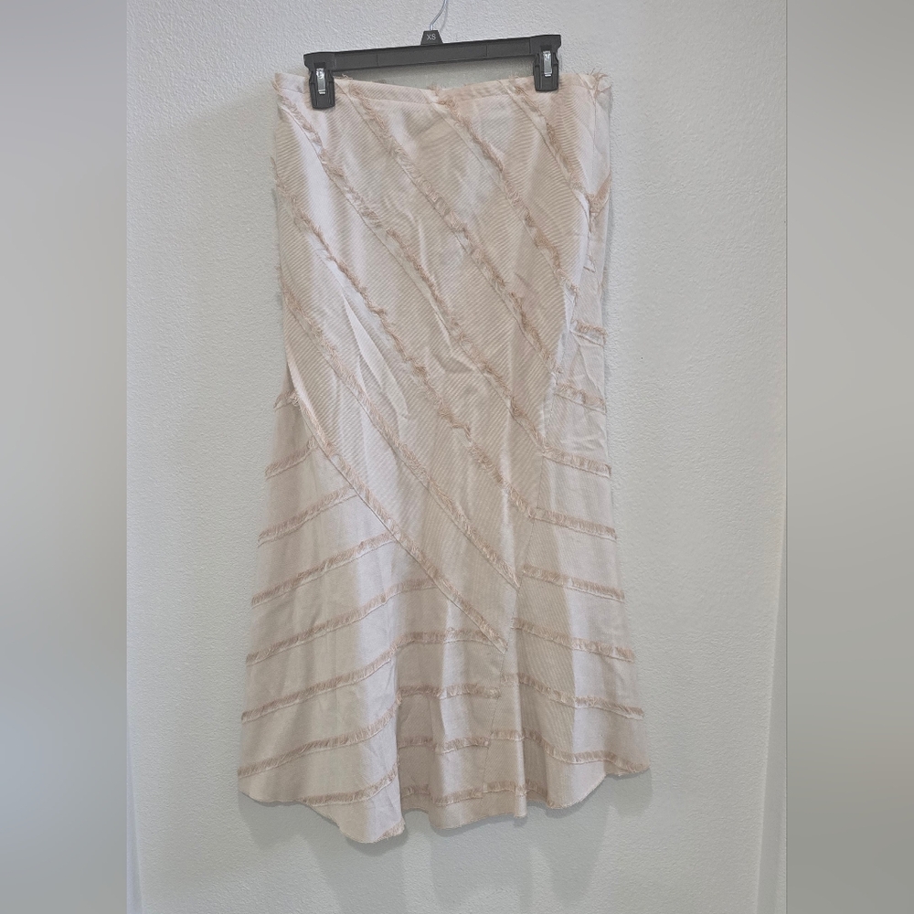 Vintage Lena Gabrielle Cream A-Line midi  Skirt with Subtle Stripes size 10